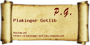 Plakinger Gotlib névjegykártya
